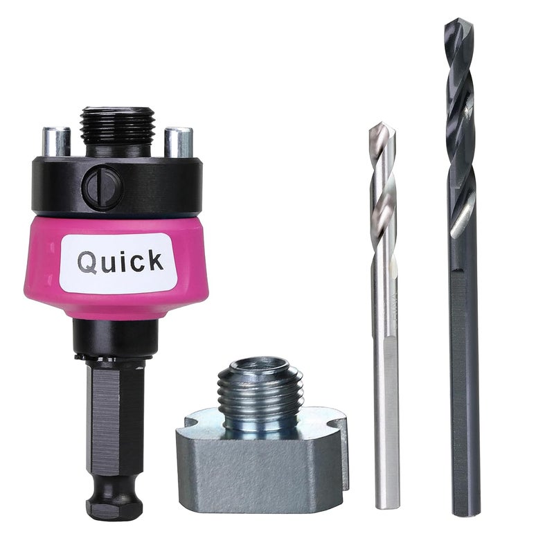 wowsupm Quick Change Mandrel 7/16 Inch Shank New Hole Saw Large Arbor Heavy Duty Fit 9/16 to 10 Inch Hole Cutter with Pilot Drill Bits - Image 1